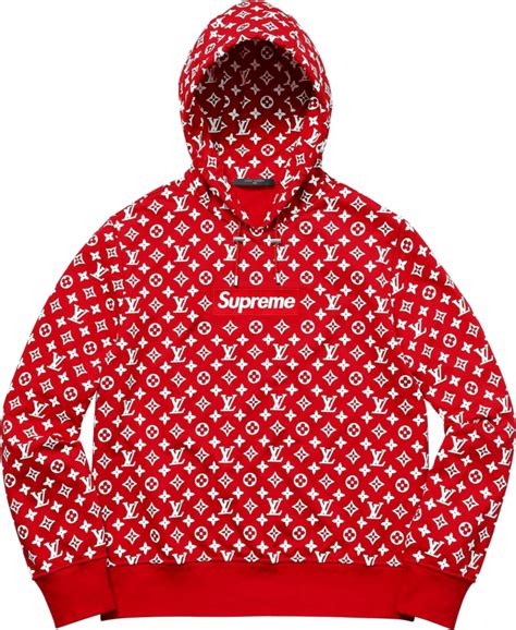 red louis vuitton x supreme hoodie